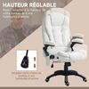 Vinsetto Bürostuhl, Massagesessel, beheizt, Bürostuhl, ergonomischer Stuhl mit Verstellbarer Höhe, neigbare Rückenlehne und Fernbedienung, kabelgebunden, 360° drehbar, Polyestergewebe, Weiß Bild 5