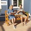 Outsunny Bank 3-Sitzer Sitzbank mit Tisch, Parkbank mit Armlehne (Holzbank, 1-St, Gartenbank), für Balkon, Terrasse, Hellbraun, 153 x 56 x 91 cm Bild 2