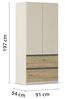 Rauch Möbel Costa, Kleiderschrank für Schlafzimmer, Kinderzimmer, Babyzimmer, Garderobe, Flur, 2-türig, 2 Schubladen, Push-to-Open, mit Zubehör Classic, Farbe Beige/Eiche Artisan, Holz, Breite 91 cm Bild 3