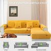 LINGKY Samt Sofabezug 1 2 3 4 Sitzer, L Form Sofaüberwurfe, Ecksofa Sofa überzug Pets Dog Couch überzug Anti-rutsch Sofaschutz, Ultra Weicher Sofaschoner (Gelb,90x70 cm/Rechteckig) Bild 2