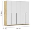 Rauch Möbel Alabama, Kleiderschrank, Garderobenschrank, 5-türig, Zubehör Classic, 3 Kleiderstangen, 6 Einlegeböden, Farbe Weiß/Eiche Artisan, Holz, Griff Grau metallic, 226 x 210 x 54 cm Bild 3