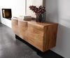 Sideboard New Live-Edge 145 cm Akazie Natur 3 Türen Fuß Schwebeoptik Metall Schwarz Bild 4