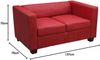 2er Sofa Couch Loungesofa Lille ~ Leder, rot Bild 2