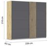 Schwebetürenschrank >Mosbach< in grau metallic / Eiche Artisan - 226x210x62 (BxHxT) Bild 3