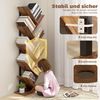 HOMCOM Bücherregal mit 9 Ebenen, im Baumform, Aufbewahrungsregal 1-tlg, für Wohnzimmer, Schlafzimmer, Büro, Rustikal Braun Bild 5
