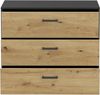 Forte MONISSA Sideboard 100, Moderne Kommode, 3 Schubladen, Schlafzimmer, Wohnzimmer, Holzwerkstoff, Artisan Eiche Holzdekor|Schwarz, 97,9 cm breit x 81,7 cm hoch x 41,4 cm tief Bild 5
