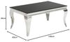 riess-ambiente Couchtisch MODERN BAROCK 100cm schwarz / silber (Einzelartikel, 1-St), Wohnzimmer · Opalglas-Platte · Edelstahl-Beine · eckig · Design Bild 3