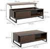 HOMCOM Couchtisch Sofatisch mit Hebefunktion, Stauraum (Beistelltisch, 1-St, Kaffeetisch), Stahl, Walnuss, Schwarz, 102 x 58 x 35,5 cm Bild 3