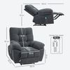 HOMCOM Massagesessel Recliner-Sessel (Massage-Polstersessel mit 8 Vibrationspunkten, 1-St, mit verstellbare Fußstütze, Seitentasche), Lehnsessel für Wohnzimmer, Schlafzimmer, Grau Bild 3