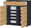 Germania 6-TLG. Garderoben-Set 8797-562 GW-Lissabon, bestehend aus Schuhschrank, Spiegel, Schuhbank, Sitzkissen, Garderobenpaneel und Garderobenschrank, im Dekor Anthrazit/Navarra-Eiche-Nb. Bild 4