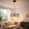 LED Pendelleuchte, Schwarz, Glasstäbe rauch, D 40 cm Bild 3