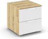 rauch Aditio Box, Nachttisch, 2 Schubladen, mit Softclose-Funktion, Farbe Weiß/Eiche Artisan, BxHxT 40x42x42cm