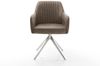 Drehstuhl Greg-Flex Mikrofaser Taupe Vintage Kreuzgestell breit Edelstahl 360° drehbar Wippfunktion Taschenfederkern Bild 3