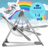 KIDIZ® Babywippe Babyschaukel mit 5 Geschwindigkeitseinstellungen zusammenklappbarer Baby Wippe Schaukel Babyhochstuhl mit Spielbogen Spielzeugen 5 beruhigende Naturgeräusche neugeborene Anthrazit Bild 3