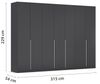 Rauch Möbel Alabama, Kleiderschrank für Schlafzimmer, Kinderzimmer, Wohnzimmer, Garderobe, Flur, 7-türig, mit Zubehör Premium, Farbe Grau metallic, Schwarz, Breite 315 cm Bild 3