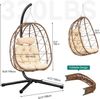YITAHOME Hängesessel mit Kissen, Max. Belastung 150kg, Hängesessel Outdoor mit Gestell Körbe 195 x 120 x 108 cm Hängesessel Stabiler Rattan für Garten, Indoor & Outdoor, Braun Eierstuhl & Beige Kissen Bild 2