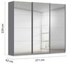 Rauch Möbel Kulmbach, Kleiderschrank mit Schwebetüren für Schlafzimmer, Kinderzimmer, Jugendzimmer, Garderobe, Flur, 3-türig, mit Spiegel, Zubehör Basic, Farbe Grau metallic, Schwarz, Breite 271 cm Bild 3