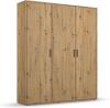 rauch Kleiderschrank; Drehtürenschrank VOYAGER, 3-türig, Eiche Artisan, 140x194x53xcm
