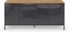 Rauch Möbel Flipp, Nachttisch für Schlafzimmer, Garderobe, 2-türig, 3 Schubladen, mit Softclose-Funktion, Griffe und Metallkufe Graphit, Farbe Eiche Artisan, Holz/Glas Basalt, Schwarz, Breite 160 cm Bild 5