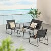Bealife Gartenmöbel-Set, 4-teilig, aus Metall und Textilene, mit 3 Sesseln und 1 Glastisch, Terrassenmöbel für alle Jahreszeiten, Terrasse, Garten und Außenbereich (schwarz) Bild 4