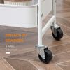 HOMCOM Servierwagen mit 3 Ebenen Küchenwagen mit Rollen Griff Küchenregal mit Korb und Deckel Rollwagen Allzweckwagen für Küche Büro Badezimmer, Weiß Bild 5