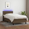 vidaXL Boxspringbett mit Matratze & LED Dunkelbraun 80x200 cm Stoff 3133272 Bild 2