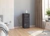 Rauch Möbel Flipp, schmale Hochkommode mit viel Stauraum für Flur, Wohnzimmer, Schlafzimmer, Graphit/Glasfront Basalt, 5 Schubkästen, Griffe graphit, 40 x 100 x 42 cm Bild 2