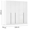 Rauch Möbel Alabama, Kleiderschrank, Garderobe, 5-türig, Zubehör Premium, 3 Kleiderstangen, 9 Einlegeböden, Schubladeneinsatz, Farbe Hochglanz Weiß/Weiß, Griff Grau metallic, 226 x 229 x 54 cm Bild 3
