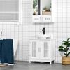 kleankin Waschtischunterschrank für Badezimmer – 2 geriffelte Türen mit verstellbarem Regal – Griffe aus Aluminiumlegierung – Maße: 60 x 30 x 60 cm (L x B x H) – MDF, weiß Bild 2