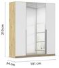 Rauch Möbel Alabama, Kleiderschrank, Garderobe, 4-türig, Spiegel, Zubehör Premium, 2 Kleiderstangen, 5 Einlegeböden, Schubladeneinsatz, Farbe Weiß/Eiche Artisan, Griff Grau metallic, 181 x 210 x 54 cm Bild 3