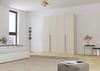 Rauch Möbel Alabama, Kleiderschrank, Garderobenschrank, 4-türig, Zubehör Basic, 2 Kleiderstangen, 4 Einlegeböden, Farbe Beige, Griff Grau metallic, 181 x 229 x 54 cm Bild 2
