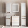 Badmöbel-Set Detmold Weiß Hochglanz/Goldkraft Eiche 5er-Set Vicco Bild 2