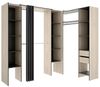 Vente-unique - DORIAN Wardrobe and walk-in wardrobe Holz, Platte Grau - B 141 cm x H 205 cm x L 164 cm234 cm Bild 4