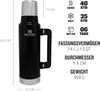 Stanley Isolierflasche Classic 1. 4 Liter schwarz/ silberfarben Bild 2
