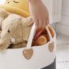 Songmics Baumwollseilkorb, Griffen, Wäschekorb aus Baumwolle, 50 L, für Spielzeug, Kleidung, Decken, 40 x 40 x 35 cm, Grau-beige Bild 4