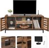 Vasagle TV-Schrank, Fernsehtisch, Lowboard mit 2 Schränken und 2 Regalebenen, Wohnzimmer, Lamellentüren, Industrie-Design, Vintage, dunkelbraun von Songmics LTV43BX Bild 5