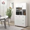 HOMCOM Küchenschrank, Sideboard mit Schubladen, Schränken mit Klapptür, Küchenbuffet, praktische Hochschrank, Mehrzweckschrank mit Kippschutz, Weiß, 89 x 39,5 x 168 cm Bild 2