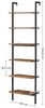 Vasagle Standregal, Bücherregal, 6 Ablagen, Leiterregal, Aufbewahrung für Bücher, Dekoration, Schlafzimmer, Wohnzimmer, Büro, 60 x 30 x 204,8 cm, Industrie-Design, Vintagebraun-schwarz Bild 3