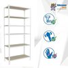 Simonrack Schwerlastregal, Lagerregal, 250 x 110 x 30 cm, Metallregal, Kellerregal, Biegestelle 200 kg, 6 Holzfachböden, Weiss/Holz - Maderclick Bild 3