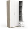 Demeyere Armoire Dressing Avec Miroir & Penderie Moderne 3 Portes 2 Tiroirs 4 Niches – Coloris Chêne Kronberg & Blanc Mat - 119,4 x 51,1 x 203 cm Bild 5
