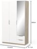 Demeyere Armoire Dressing Avec Miroir & Penderie Moderne 3 Portes 2 Tiroirs 4 Niches – Coloris Chêne Kronberg & Blanc Mat - 119,4 x 51,1 x 203 cm Bild 3