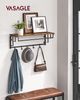 Vasagle Wandgarderobe mit Ablage und 5 abnehmbaren Haken, Holz vintagebraun-schwarz, 80 x 30 x 27 cm Bild 2