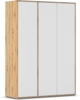 rauch Kleiderschrank Nabila, Drehtürenschrank, Garderobenschrank, 3-türig, mit 1 Kleiderstange und 3 Einlegeböden, Farbe Weiß/Eiche Artisan, Holz, mit Push-to-Open Funktion, 140x194x53cm