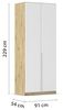 Rauch Möbel Alabama, Kleiderschrank für Schlafzimmer, Kinderzimmer, Wohnzimmer, Garderobe, Flur, 2-türig, mit Zubehör Premium, Farbe Weiß/Eiche Artisan, Holz, Breite 91 cm Bild 3
