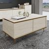 Modern Coffee Table, Travertine & Gold, 90 x 40 x 45 cm | 100% Melamine Coated Particle Board, 18 mm Thick | Glamorous Marble Design for Stylish Living Spaces Bild 4