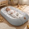 Babynestchen Neugeborene – Nestchen Baby aus Waffel Baumwolle & Baumwollstoff – Babynest für Babybett & Kinderbett – Baby Kokon Tragbar – OEKO-TEX zertifiziert – Zubehör für Babybett - Eulen und Grau Bild 2