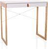 hjh LIVING Schreibtisch mit 1 Schublade 80x42 cm TAROLO II Bambus Gestell, Kleiner Tisch im skandinavischen Stil, Computertisch Weiß Bild 5