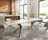 Esstisch Edge 300x100 Keramik Laminam® Travertino Bianco Creme-Weiß Zenthara kantig Metall Effektfinish Titan Bild 2