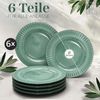 Steingut Frühstücksteller 6 Pers. Tokyo Hochwertiges Asia-Style TEST SEHR GUT Dessertteller Set - Kuchenteller, Kleine Teller, Salatteller - 6 Personen Geschirr Pure Living in Grün Bild 3