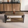Modern Coffee Table, Walnut & Black, 91 x 40 x 47.5 cm | 100% Melamine Coated Particle Board, 18 mm Thick | Stylish Industrial Design for Home & Office Bild 2